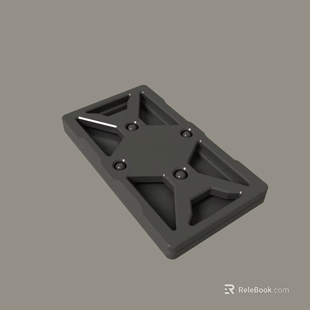 Sturdy Square Mechanical Mounting Plate With Geometric Cutouts And Screw Holes 3d model 