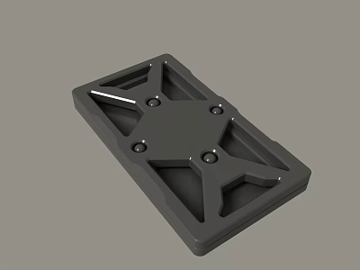 Sturdy Square Mechanical Mounting Plate With Geometric Cutouts And Screw Holes 3d model