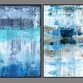 Abstract Blue and White Canvas Wall Art with Textured Brushstrokes for Home Decor