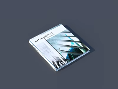 Modern Architecture Themed Coffee Mug Placed On Grey Background With Book 3d model