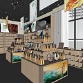 Traditional Cultural Products Store Interior With Wooden Shelves Bright Display And Windows