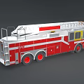 Red and White Fire Truck with Extended Ladder for Emergency Rescue Operations