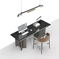 Modern Home Office Desk With Computer Monitor Table Lamp And Stylish Chair