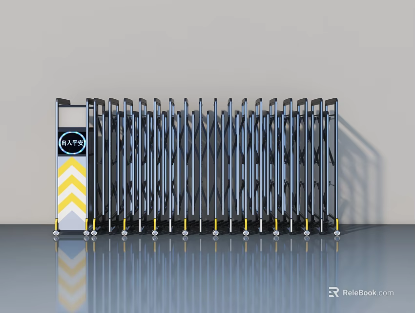 Modern Secure Swing Door With Durable Metal Frame And Automatic Operation System 3d model 