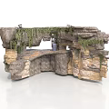 Natural Rocky Landscape Structure With Mossy Greenery And Cave Like Recess