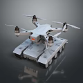 Modern Robotic Unmanned Hybrid Vehicle Featuring Tank Tracks And Drone Propellers