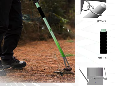 Outdoor Hiking Pole With Telescopic Structure And High Density Material 3d model