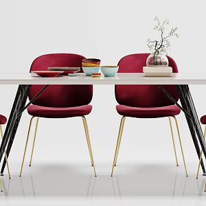Post-modern dining table and chair combination dining table and chair decoration combination 3d model