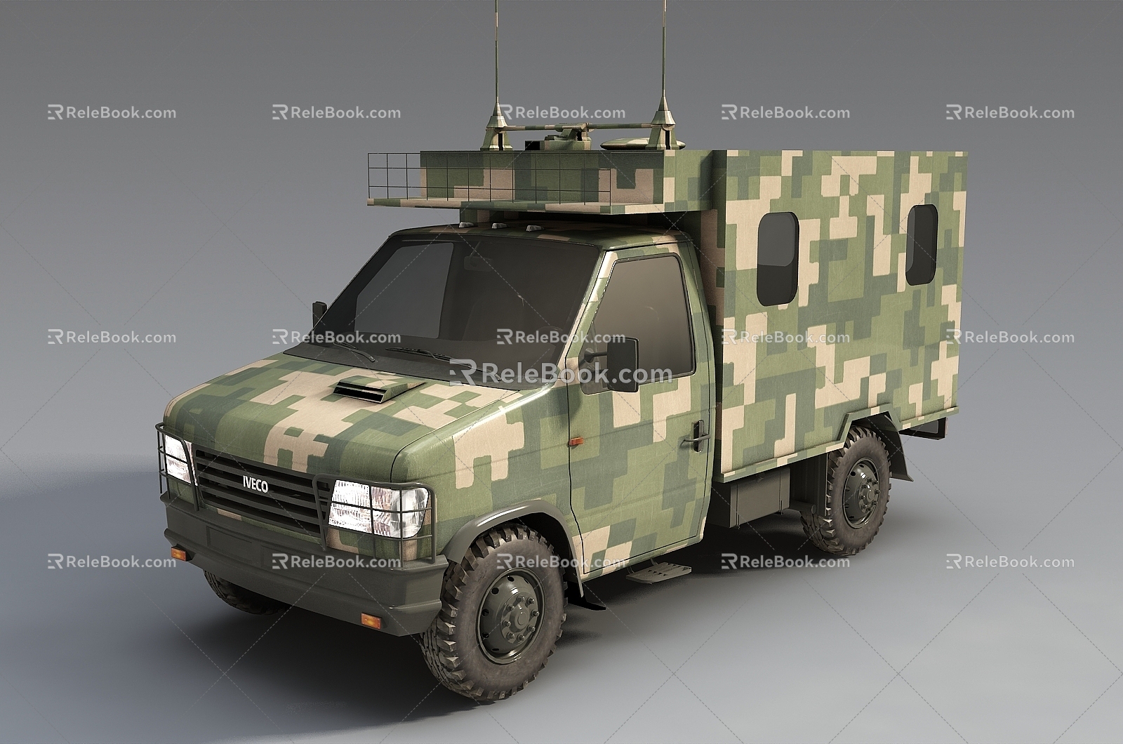 Military command vehicle IVECO command vehicle military communication vehicle logistics support vehicle command shelter military supply vehicle military transport vehicle 3d model