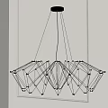Modern Geometric Chandelier With Metal Wires And Multiple Hanging Bulbs For Interior Decor