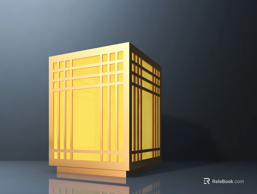 Golden Cube Commercial Equipment Featuring Grid Pattern And Yellow Panel Design 3d model 