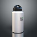 Stainless Steel Insulated Water Bottle With Silver Body Black Lid And Healthy Hydration Logo