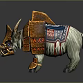 Armored Game Movie Character With White Fur Gold Red Armor And Decorative Horns