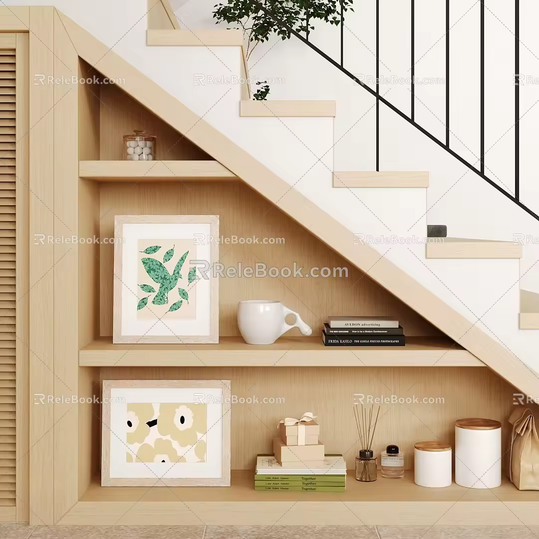 Picture Frame Ornaments Combination Log Style Decoration Photo Frame Photo Frame Combination Simple Cabinet Stair Desktop Ornaments Simple Ornaments Log Style Storage Rack Storage Rack 3d model