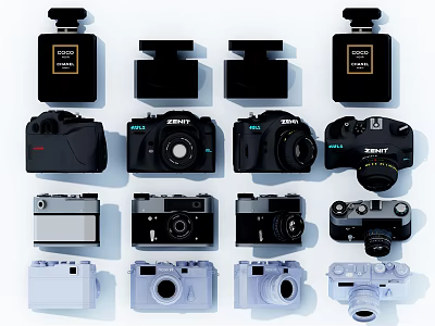 Digital Cameras Collection With SEKONIC Models Black White And Various Designs 3d model