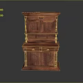 Mahogany Storage Cabinet With Ornate Carvings And Double Layer Design Details