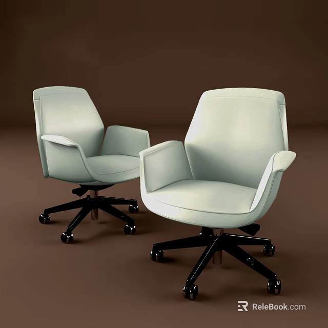 Modern Light Gray Office Chair With Armrests Swivel Wheels And Ergonomic Comfort Design 3d model 