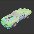 Silver And Red Muscle Car With Shiny Engine Hood Design And Reflective Wheels