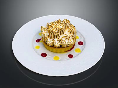 White Ceramic Plate With Colorful Dot Decorations For Dessert Serving 3d model