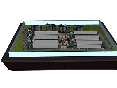 Commercial Business Equipment Architectural Model With Building Layout And Green Area 3d model
