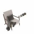 Elegant Modern Accent Chair With Beige Linen Upholstery Wooden Armrests And Geometric Pillow