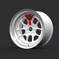Modern Car Wheel Rim Featuring Silver Finish And Red Accent Details