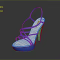 Fashionable Women's Blue Strappy Sandals With Crisscross Design And White Sole Stiletto Heel