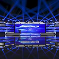 Modern High Tech Stage With Blue Lighting And Large Screens 3d model
