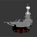 3D Model of Cosmic Space Carrier With Blue Deck Red Base and Circular Markers