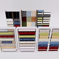 White Display Racks With Neatly Arranged Colored And Patterned Fabric Samples 3d model