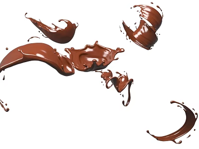 Dynamic Liquid Chocolate Splashes Flowing In Motion With Curved Shapes 3d model