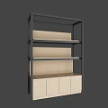Modern Storage Shelf Cabinet with Black Metal Frame Wooden Shelves and Bottom Doors