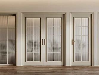 French glass door combination single door double door Changhong glass door 3d model