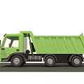 Green Dump Truck Functional Heavy Duty Vehicle Parked On Asphalt Road Surface