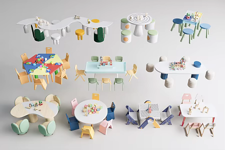 Modern Children's Table and Chair Children's Leisure Table and Chair Game Table and Chair Children's Chair Children's Study Table and Chair Children's Table and Chair Combination Building Blocks Table and Chair 3d model