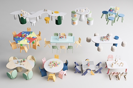 Modern Children's Table and Chair Children's Leisure Table and Chair Game Table and Chair Children's Chair Children's Study Table and Chair Children's Table and Chair Combination Building Blocks Table and Chair 3d model