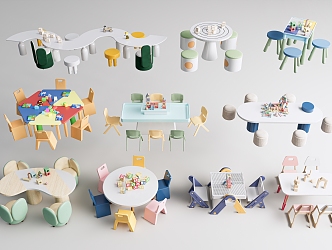 Modern Children's Table and Chair Children's Leisure Table and Chair Game Table and Chair Children's Chair Children's Study Table and Chair Children's Table and Chair Combination Building Blocks Table and Chair 3d model