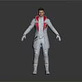 Man Wearing White Coat With Red Accents And Modern Stylish Design Details
