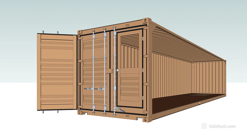 Container Building With Open Door And Spacious Interior Metal Structure 3d model