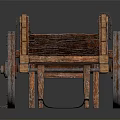 Vintage Wooden Cart Design With Spoked Wheels Wooden Bed And Handles