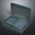 Computer External Device Box With Open Lid Showing Internal Components And Cables 3d model
