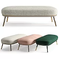 Modern Upholstered Ottoman Bench With Fabric Cover And Metal Legs In Multiple Colors