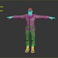 Man in military camouflage uniform stands with arms outstretched wearing brown boots against gray background