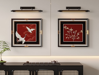 New Chinese Decorative Painting Antique Decorative Painting High-end Art Frame 3d model