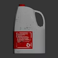 Household Cleaning Product Silver Plastic Container With Red Cap And Caution Label