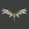 Ethereal Fantasy Character With White Feather Wings And Green Vine Decorations