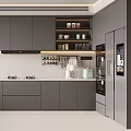 Modern Kitchen Interior With Gray Cabinets White Countertops Appliances And Windows