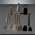 Colorful Bath Towels Folded And Hanging On Black Towel Rings For Bathroom Daily Use