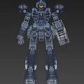 Intelligent Machine Mecha Style With Deep Blue Gray Armored Body And Mechanical Structure