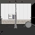 Modern Recreation Room Interior With Exercise Bike Yoga Ball And Large Mirrors